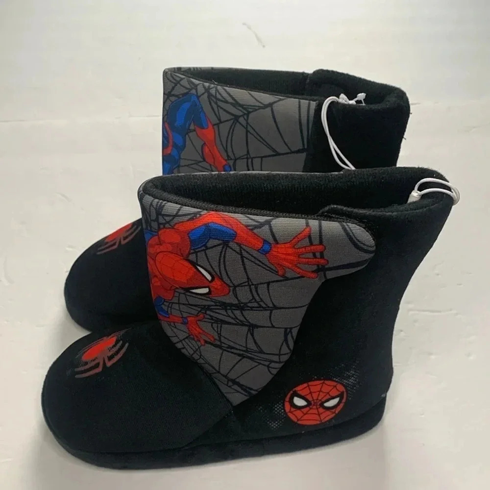 SpiderMam House Slippers Boots Black and Red Size 13/1 NWT